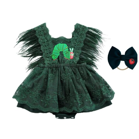 The Very Hungry Caterpillar Romper Outfit Clothes Caterpillar Birthday Dress - Picture 1 of 10